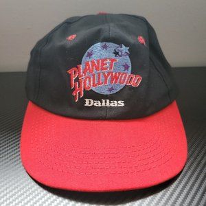 VTG Planet Hollywood Dallas Black And Red Adjustable Hat Made in USA